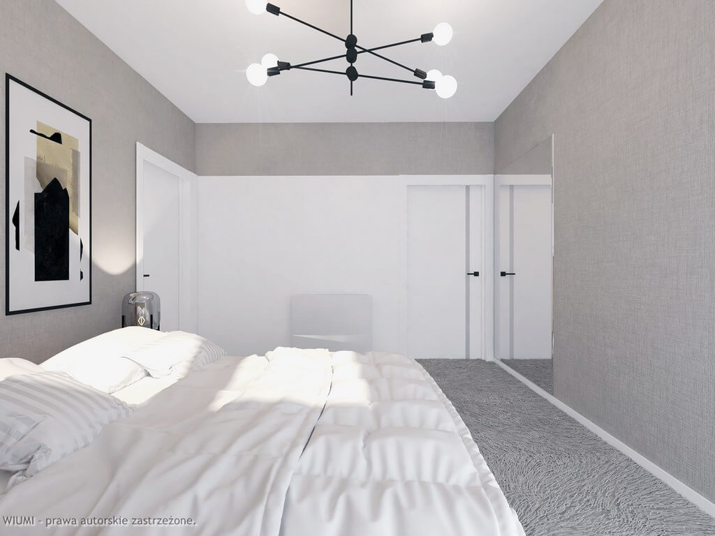 Projektant wnętrz Wrocław pokazuje sypialnia z szafami