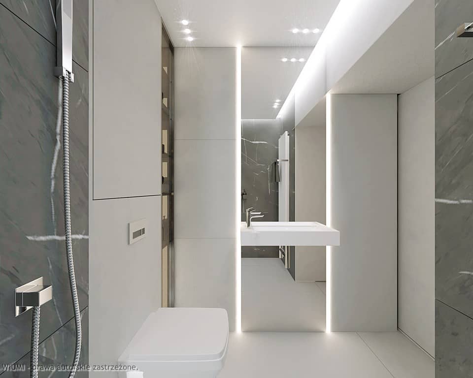 Projektant wnętrz Wrocław przedstawia na foto jasna łazienka