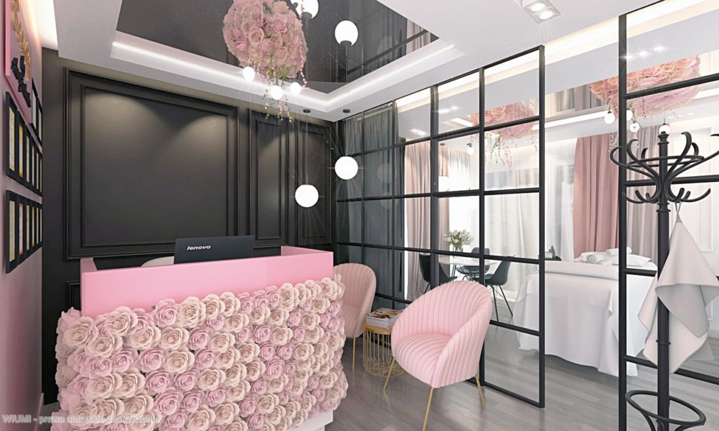 Salon kosmetyczny różowe siedzenia