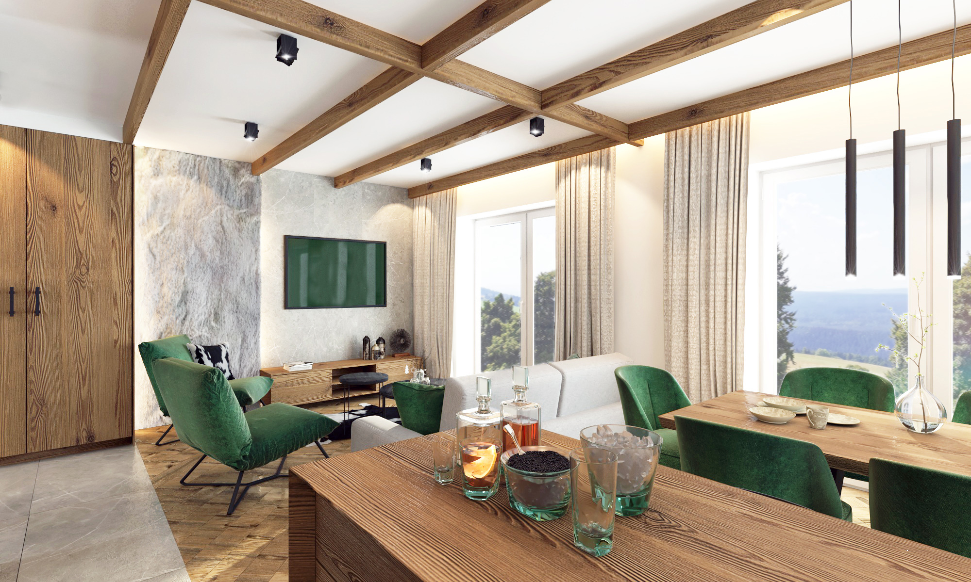 camera_1a salon z zielonymi krzesłami