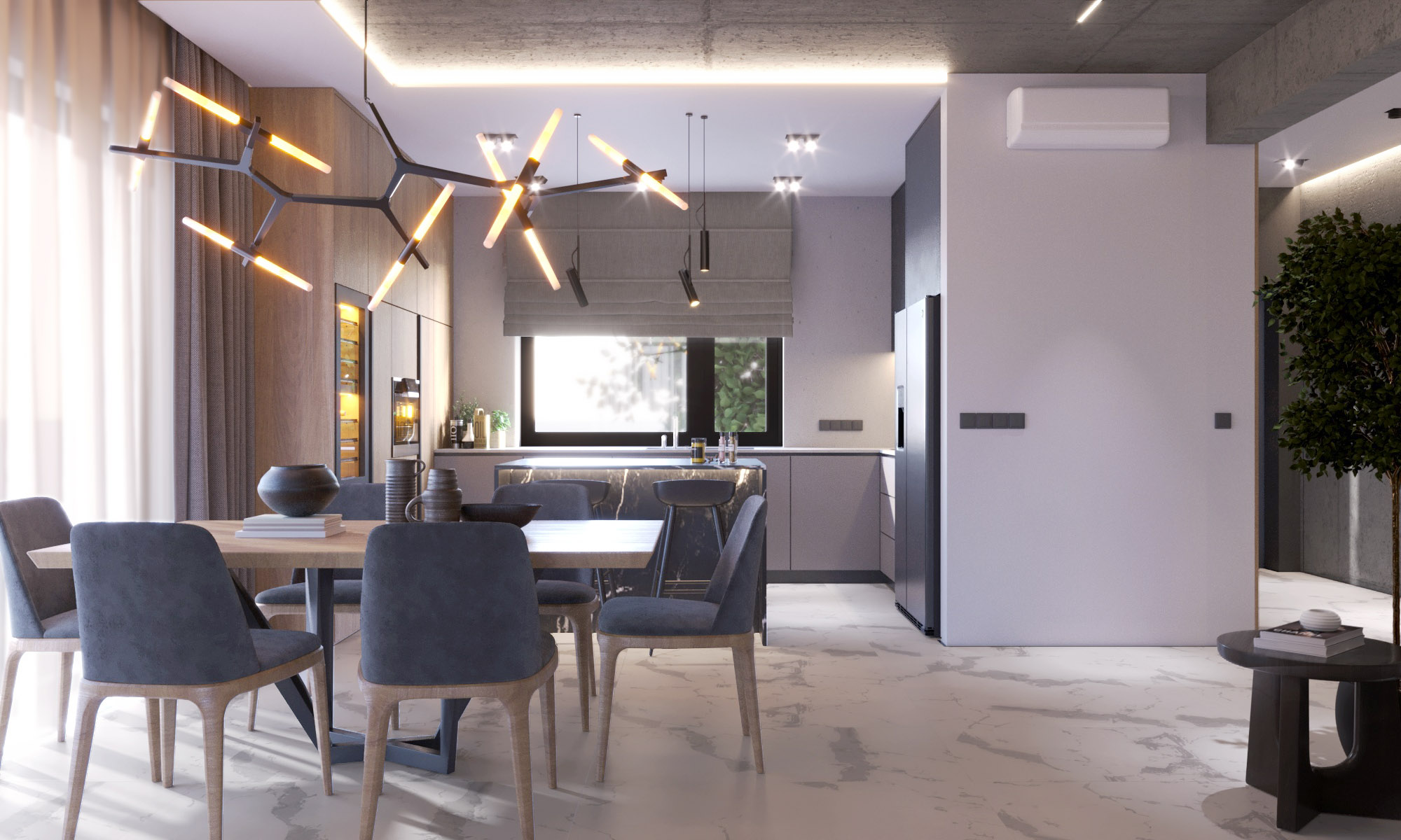 camera_4a salon z kuchnią i wyspą