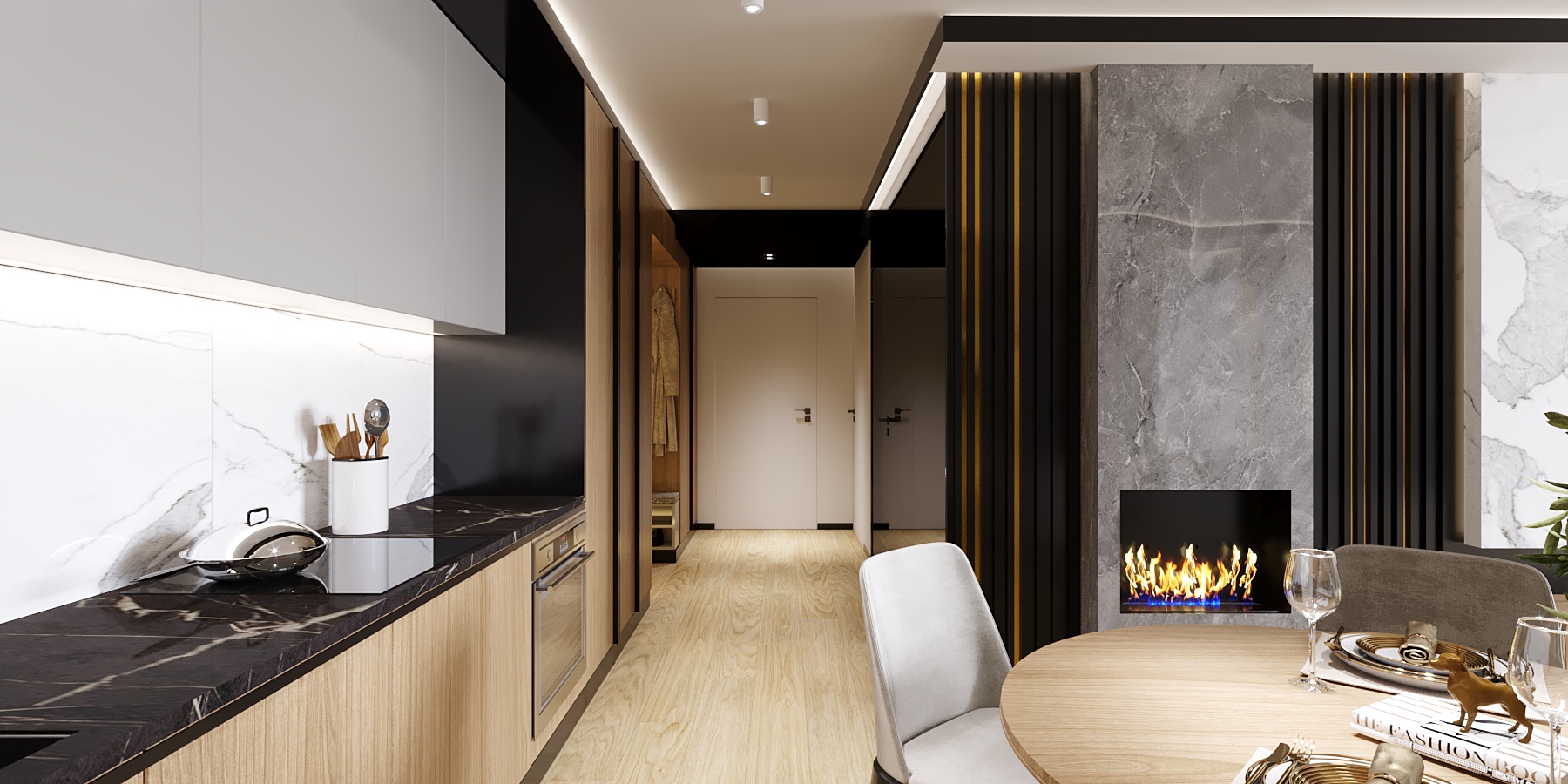 camera_5c_CShading_LightMix kuchnia z jadalnią i kominkiem