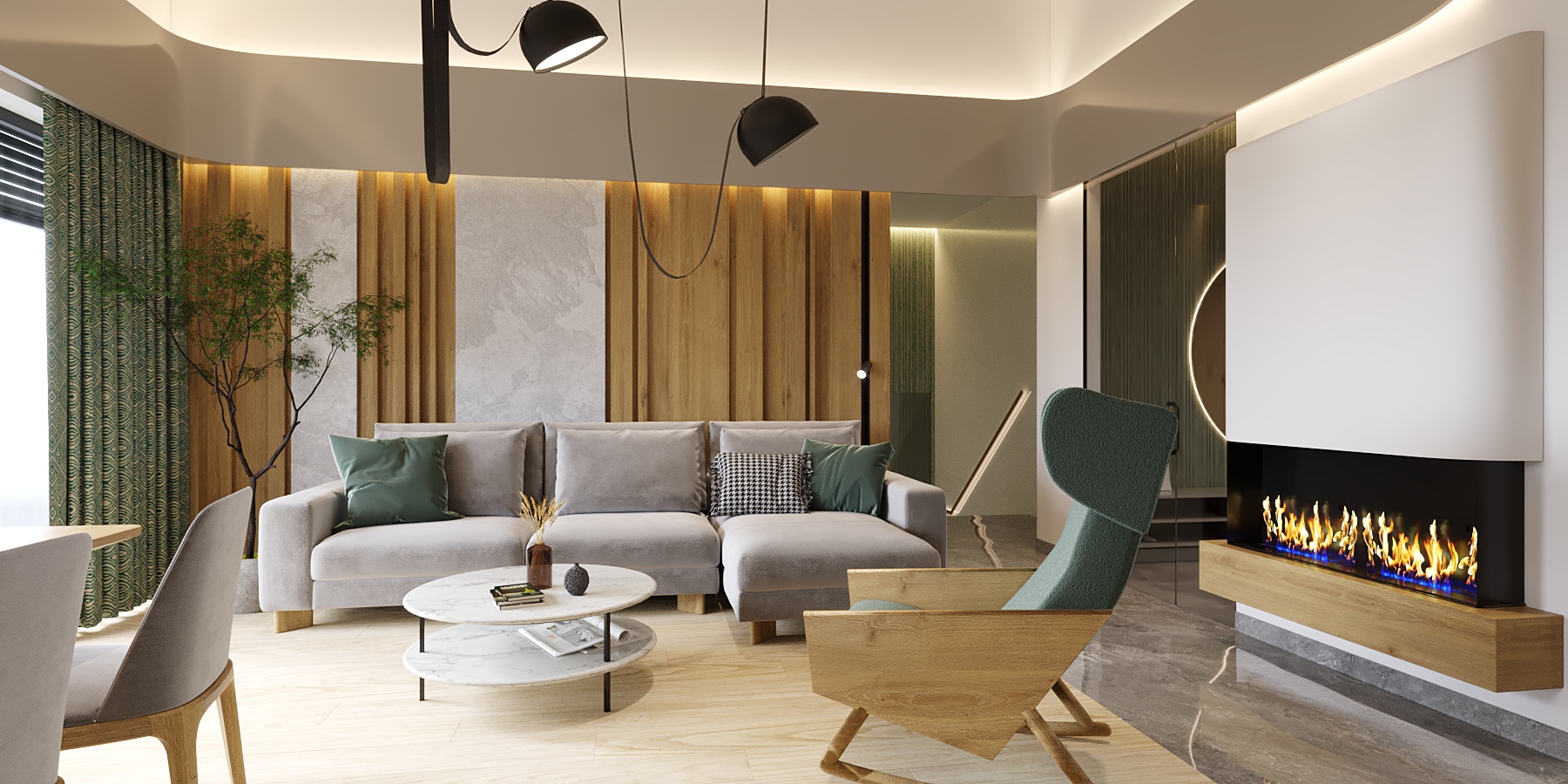 salon3 Salon z wielkim narożnikiem i kominkiem