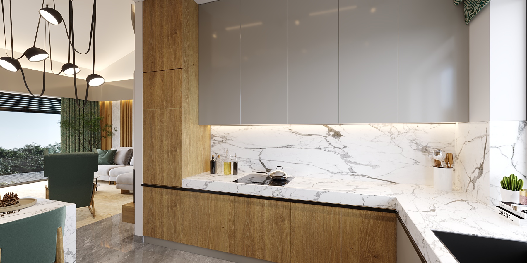 kuchnia Kuchnia z białymi meblami na połysk