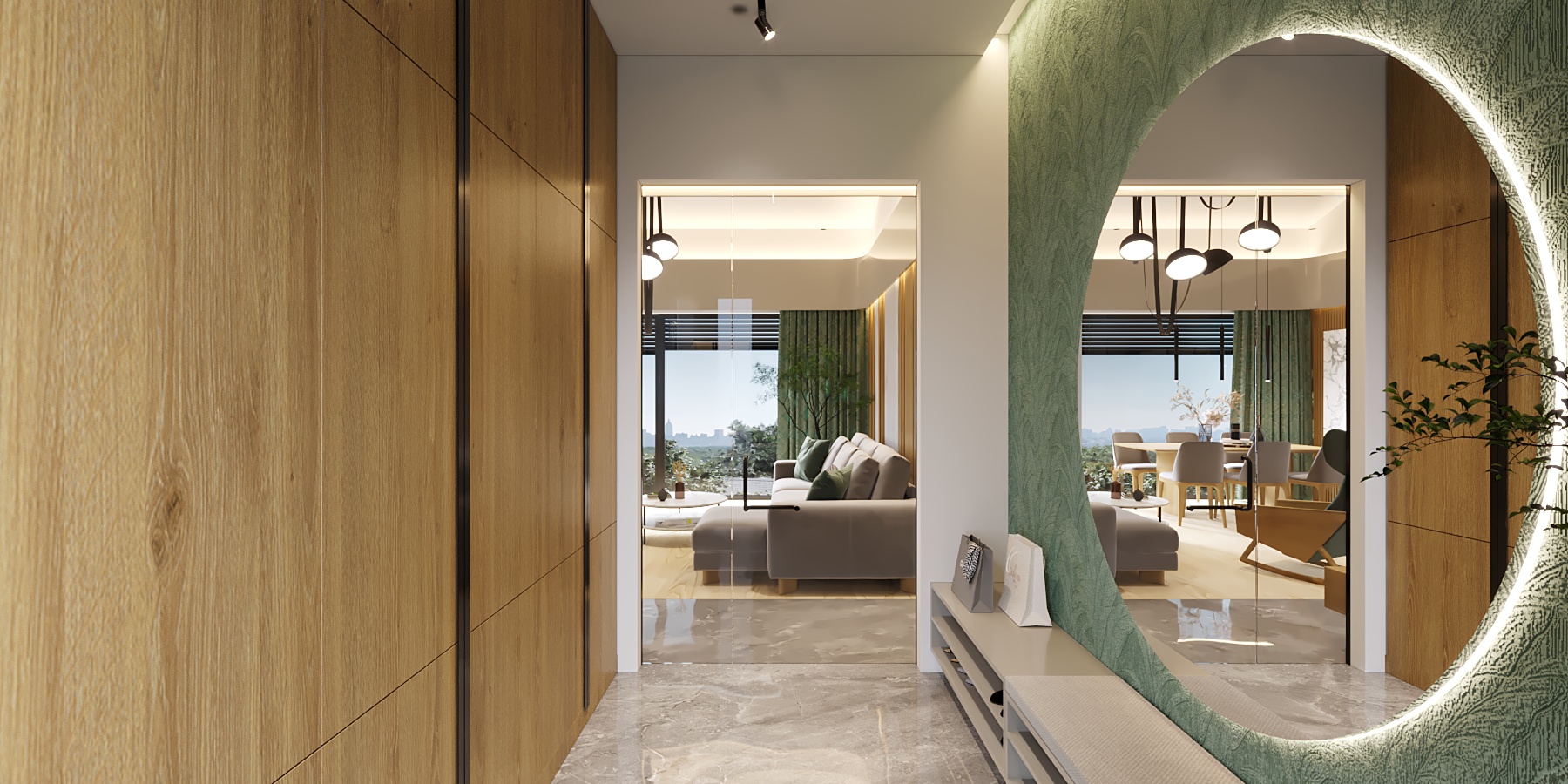 Przedpokój Przedpokój z dużym lustrem i szafą