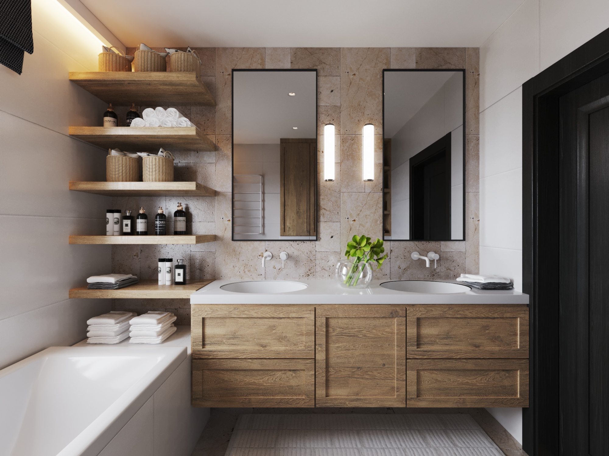 camera_14b_Interactive LightMix łazienka z dwoma lustrami i umywalkami