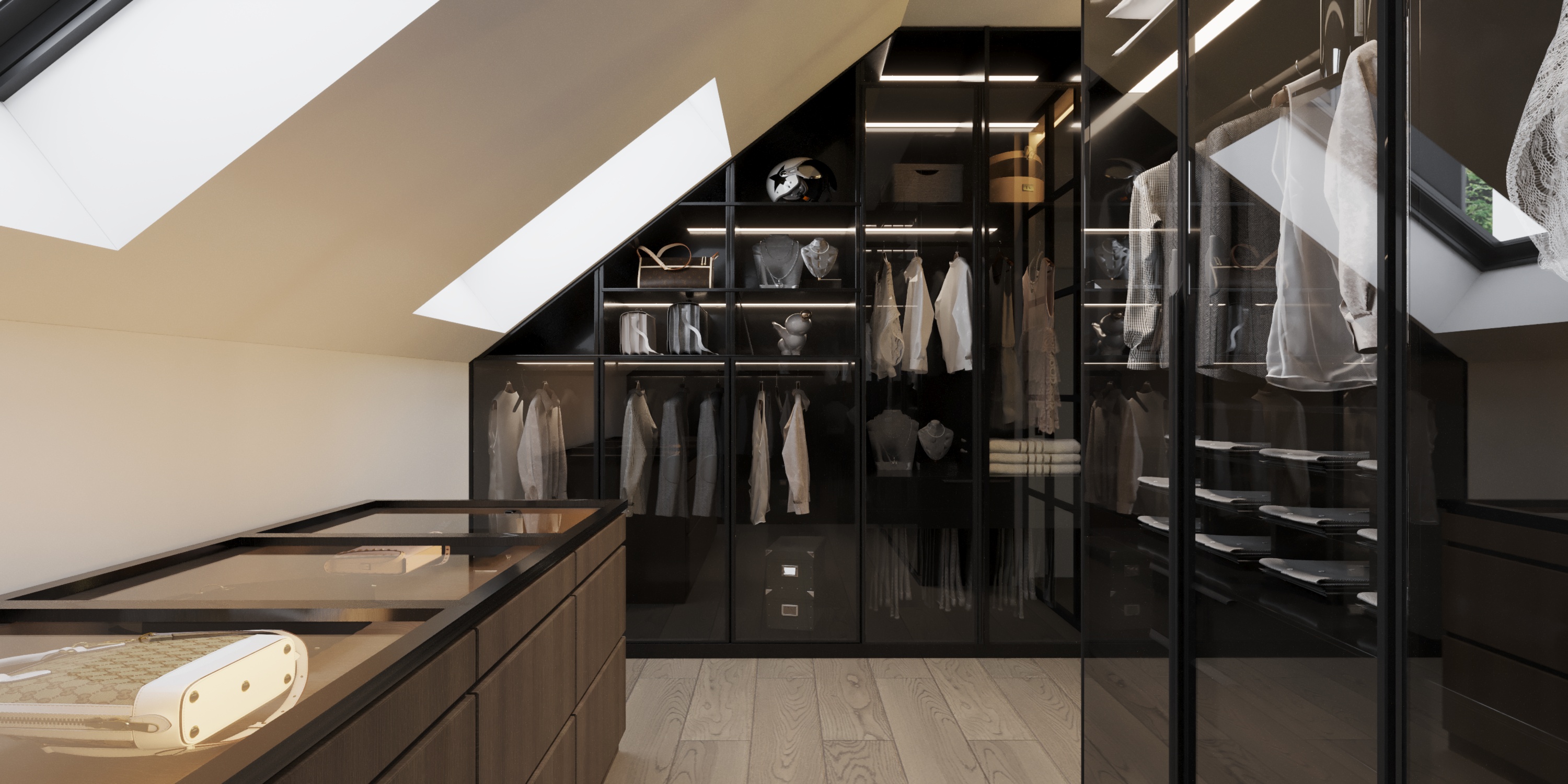 camera_19_Interactive LightMix garderoba z szklanymi szafkami